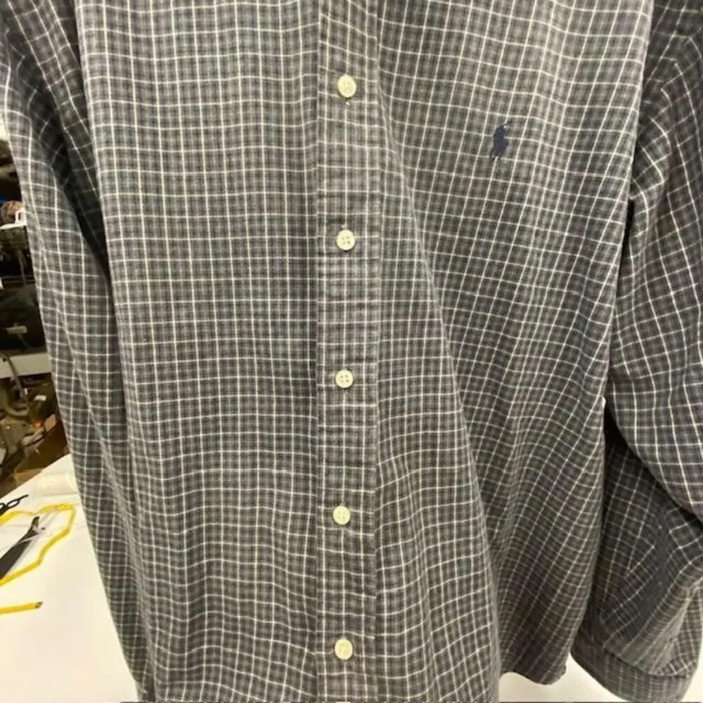 Polo Ralph Lauren XXL Classic Fit Gray Plaid Button Front Shirt Men's